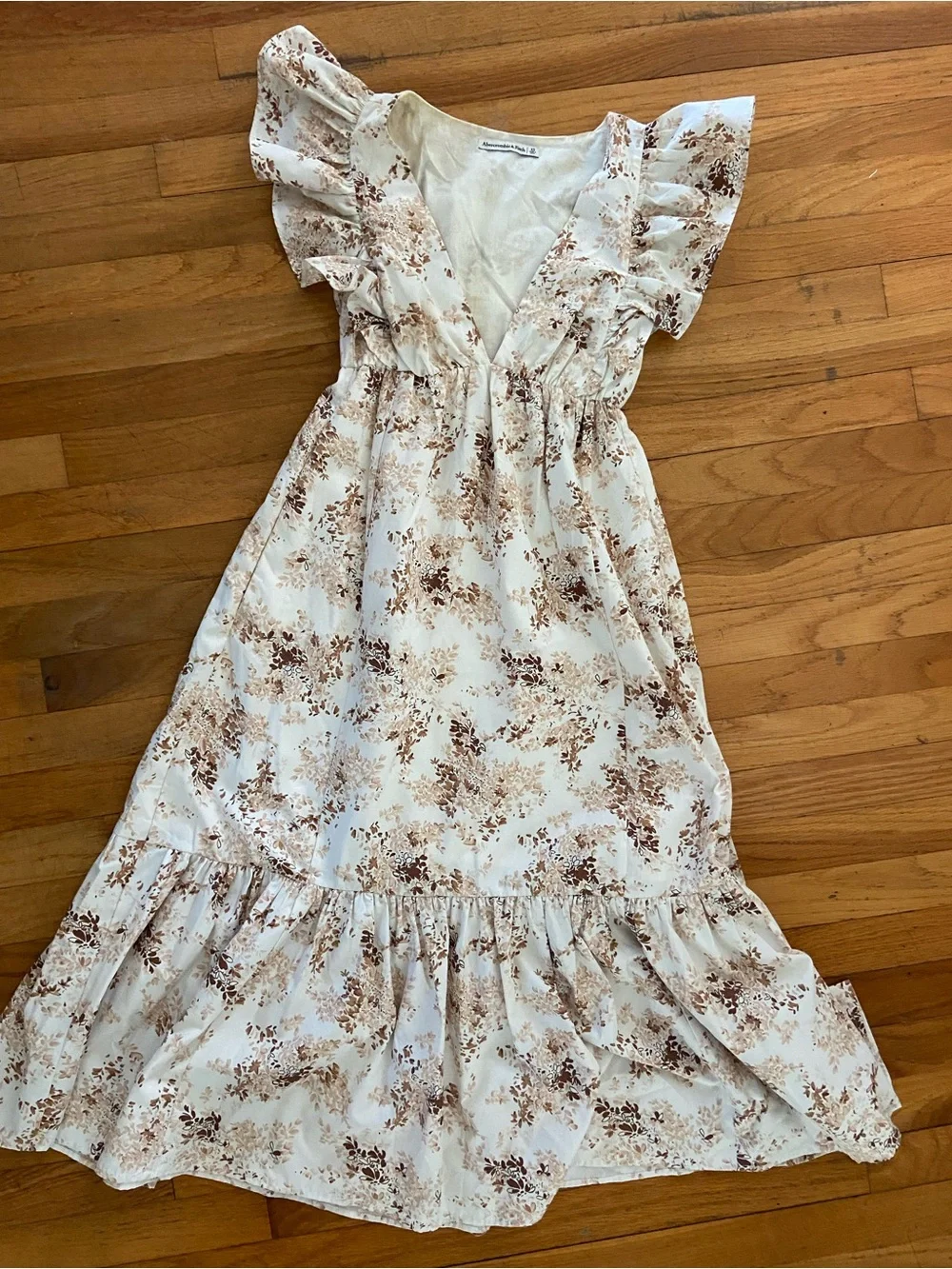 Abercrombie & Fitch Cream Maxi Dress with Brown Floral Print